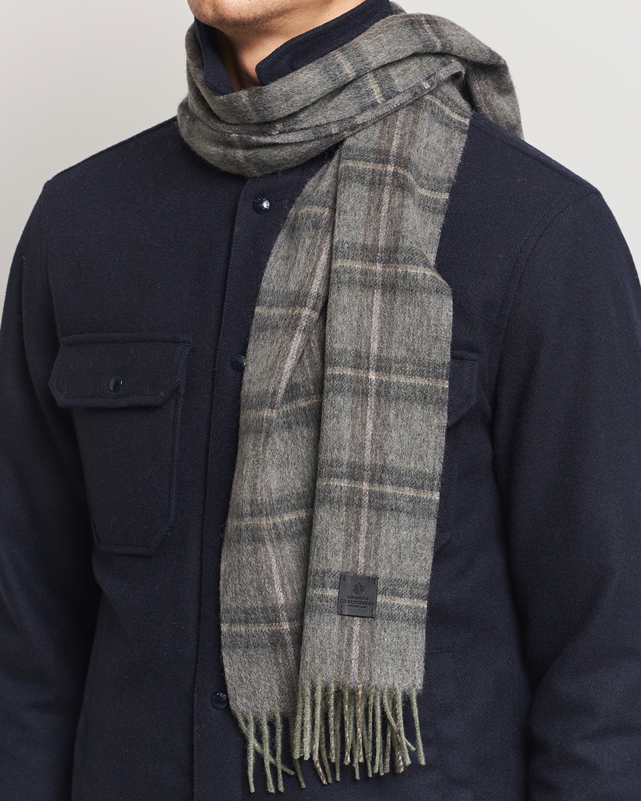 Homme | Amanda Christensen Wool Checked Scarf Olive Melange | Amanda Christensen | Wool Checked Scarf Olive Melange