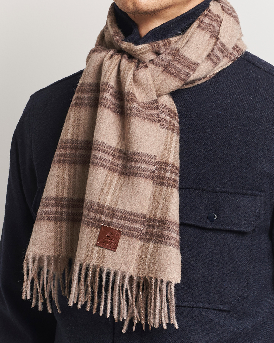 Homme | Amanda Christensen Wool Checked Scarf Beige Melange | Amanda Christensen | Wool Checked Scarf Beige Melange