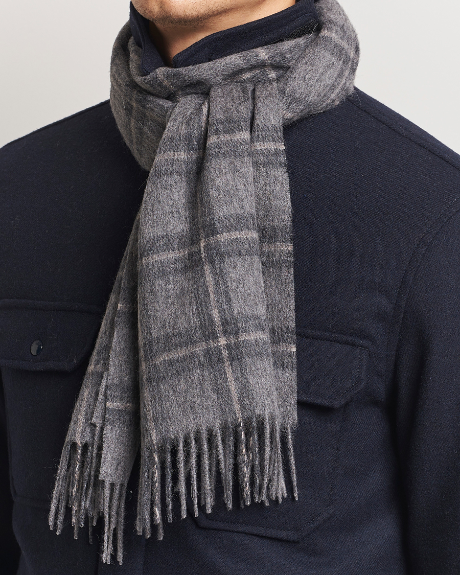 Homme | Amanda Christensen Wool Checked Scarf Grey Melange | Amanda Christensen | Wool Checked Scarf Grey Melange