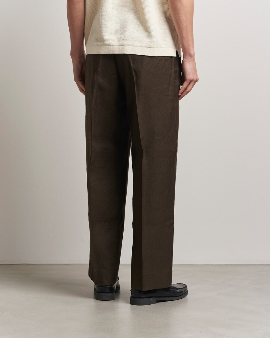 Homme | Pantalons | NN07 | Kay Linen/Viscose Drawstring Trousers Demitasse Brown
