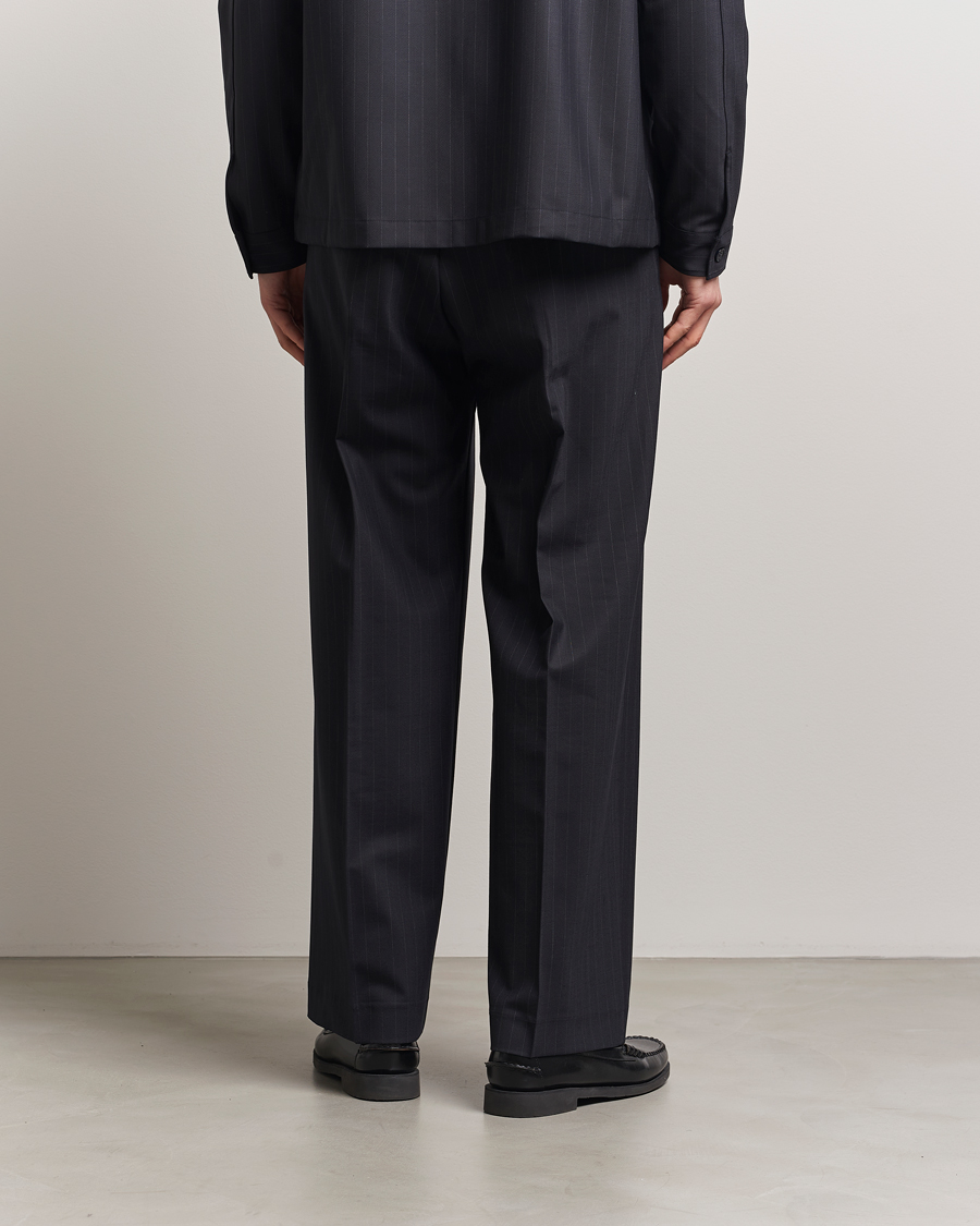 Homme | Pantalons | NN07 | Kay Wool Pinstriped Drawstring Trousers Navy