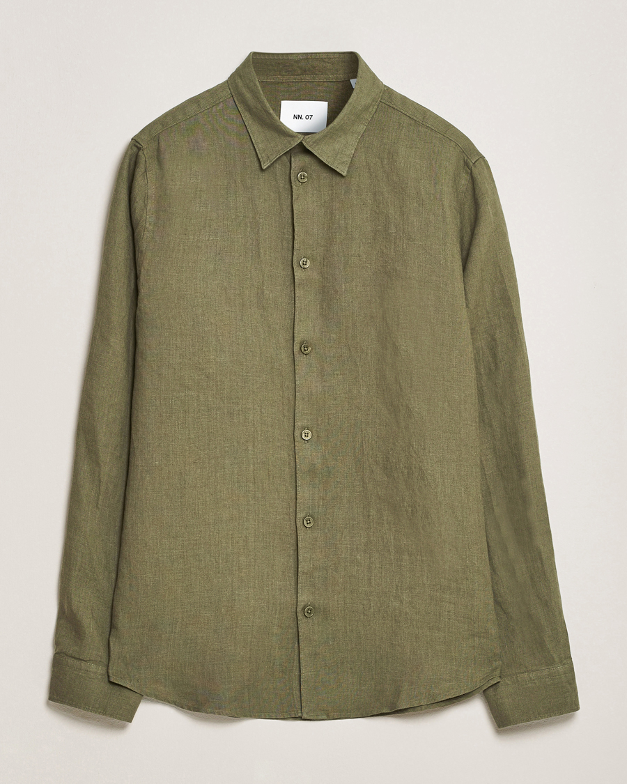 Homme | Chemises | NN07 | Enzo Linen Shirt Capers Green
