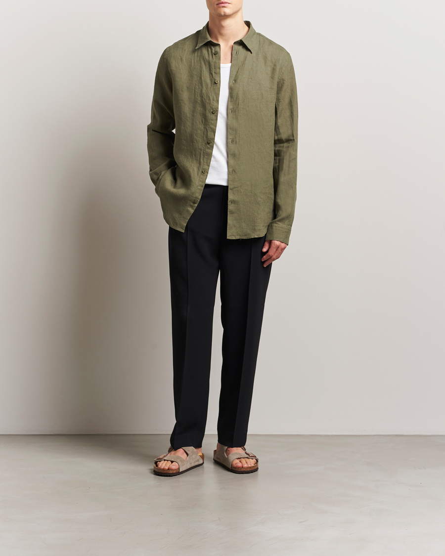 Homme | Chemises | NN07 | Enzo Linen Shirt Capers Green