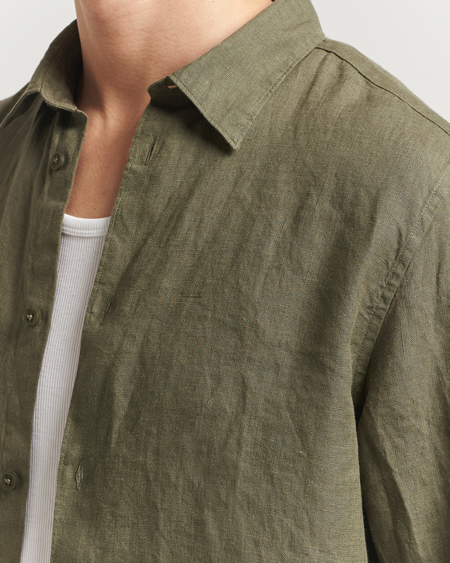 Homme | Chemises | NN07 | Enzo Linen Shirt Capers Green