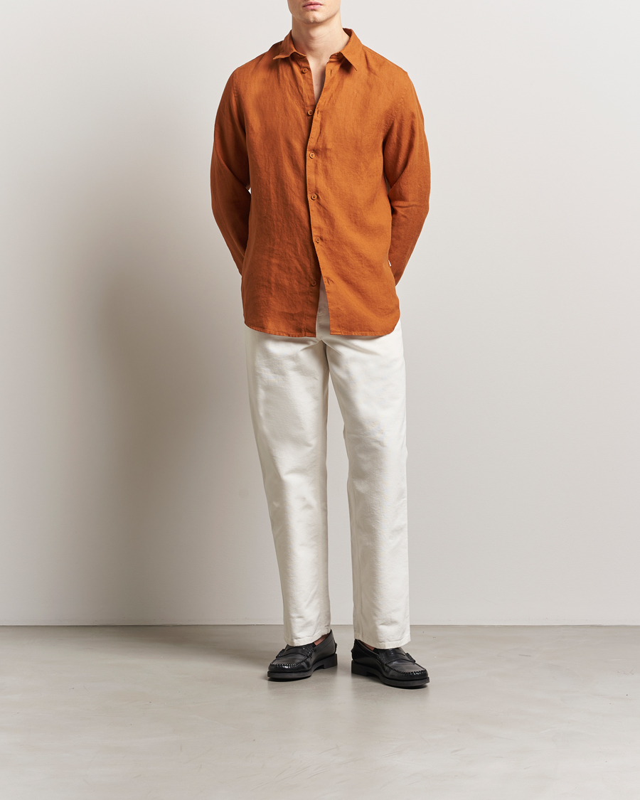 Homme | Chemises | NN07 | Enzo Linen Shirt Caramel