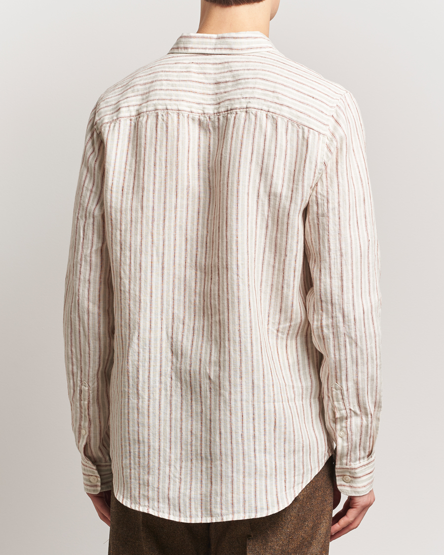 Homme | Chemises | NN07 | Enzo Striped Linen Shirt Brown Multi
