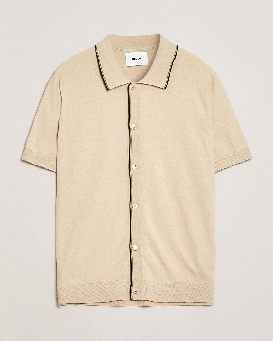 Homme | Chemises | NN07 | Nolan Paspoal Knitted Short Sleeve Shirt Ecru