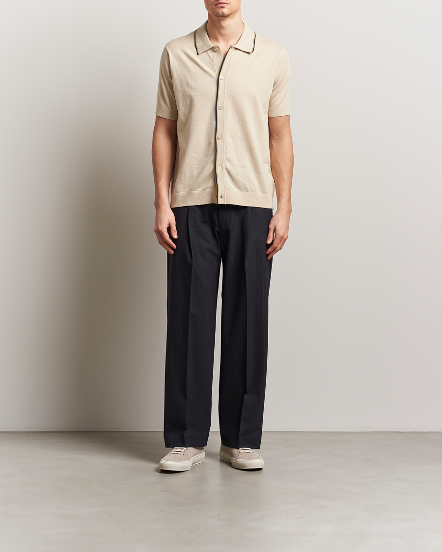 Homme | Chemises | NN07 | Nolan Paspoal Knitted Short Sleeve Shirt Ecru