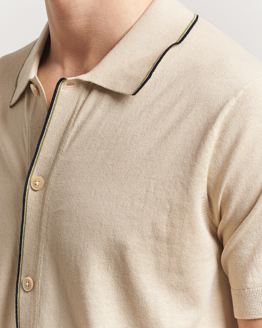 Homme | Chemises | NN07 | Nolan Paspoal Knitted Short Sleeve Shirt Ecru