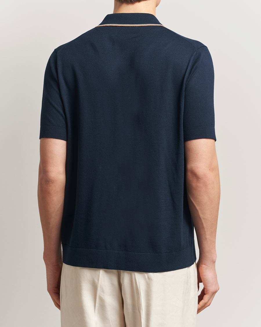 Homme | Chemises | NN07 | Nolan Paspoal Knitted Short Sleeve Shirt Navy Blue