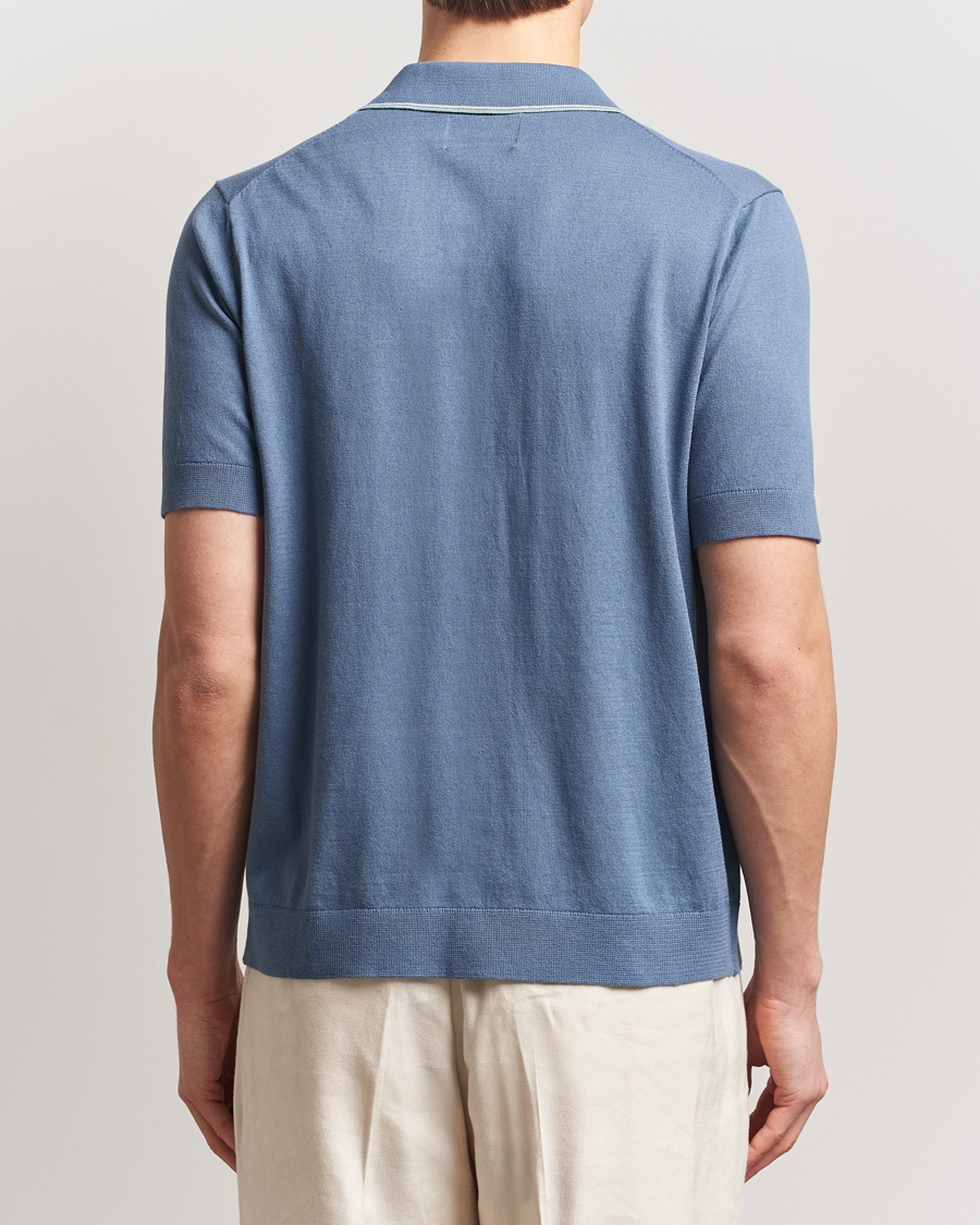 Homme | Chemises | NN07 | Nolan Paspoal Knitted Short Sleeve Shirt Bering Blue