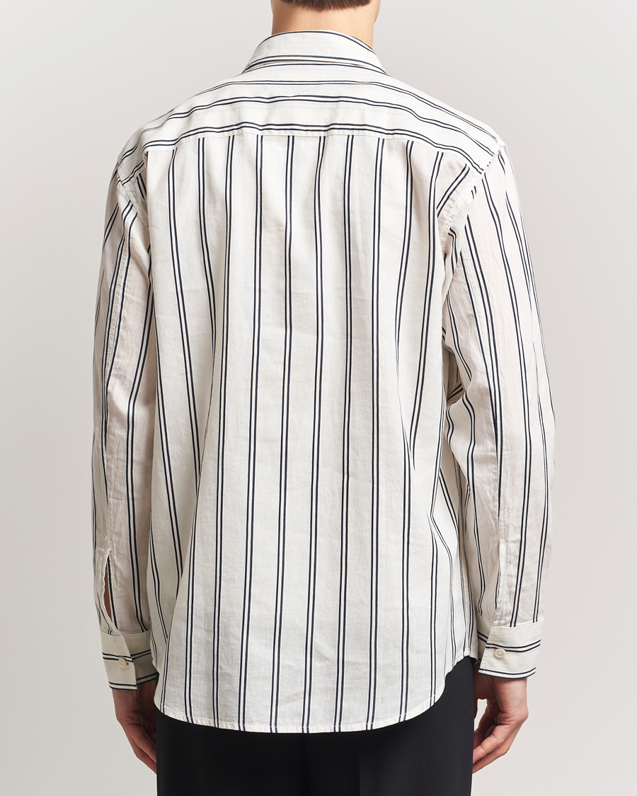 Homme | Chemises | NN07 | Freddy Striped Cotton/Linen Shirt White/Black