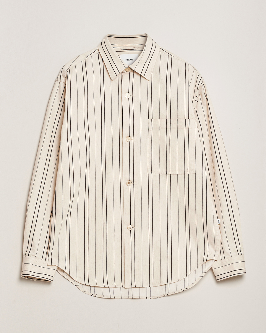 Homme | Chemises | NN07 | Adwin Striped Overshirt Ecru/Black