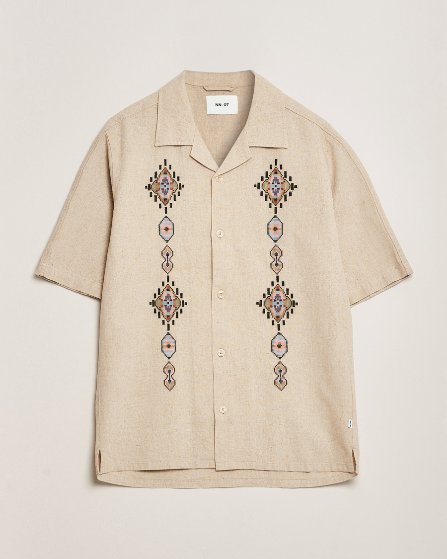 Homme | Chemises | NN07 | Ole Printed Short Sleeve Shirt Oat