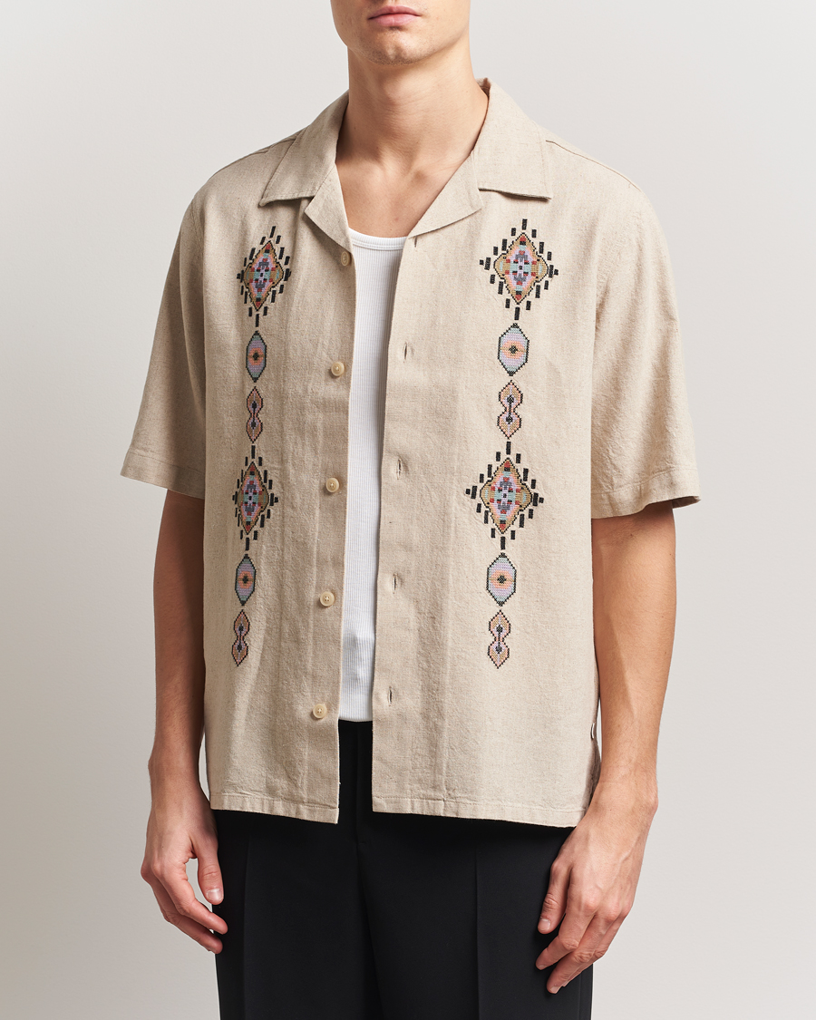 Homme | Chemises | NN07 | Ole Printed Short Sleeve Shirt Oat