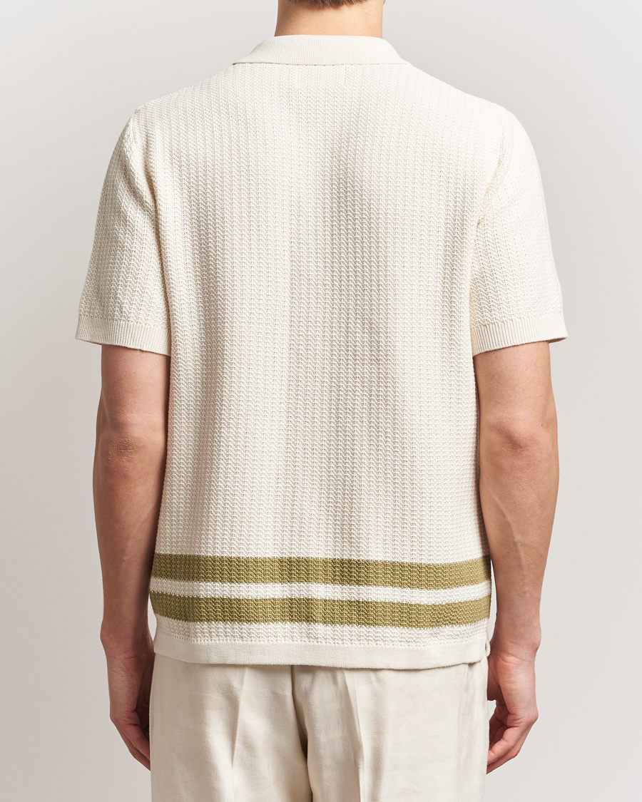 Homme | Chemises | NN07 | Ares Knitted Short Sleeve Shirt Ivory/Green
