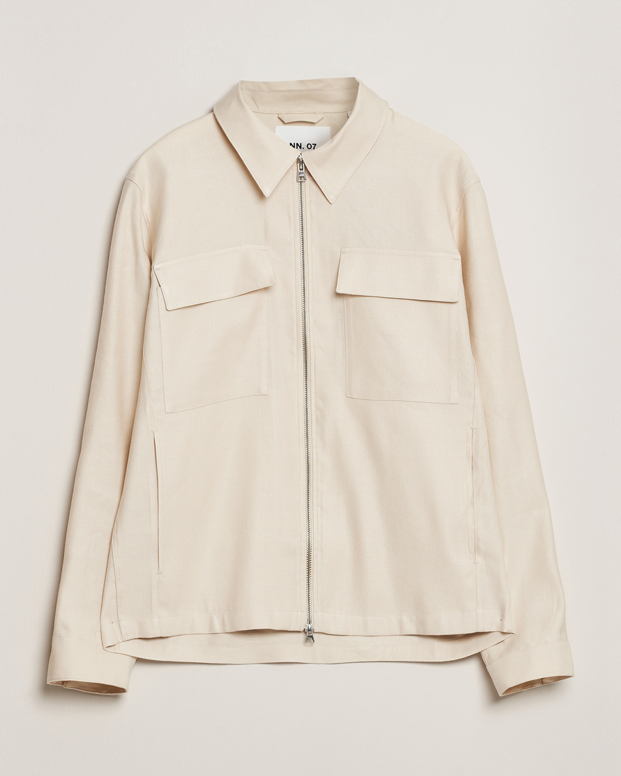 Homme | Chemises | NN07 | Alban Linen/Viscose Overshirt Ivory