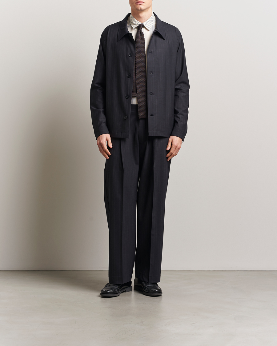 Homme | Chemises | NN07 | Zander Pinstriped Overshirt Navy/White