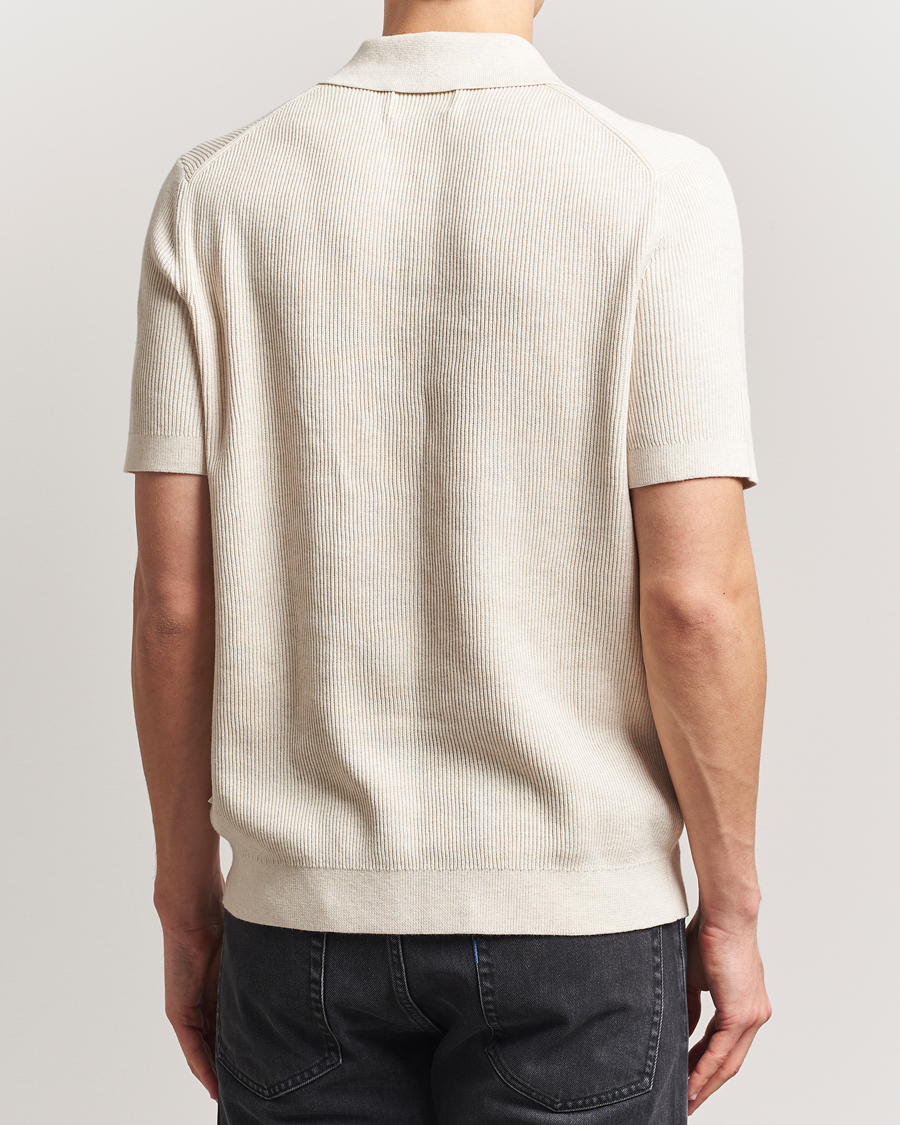 Homme | Polos | NN07 | Hansie Half Zip Knitted Polo Ivory
