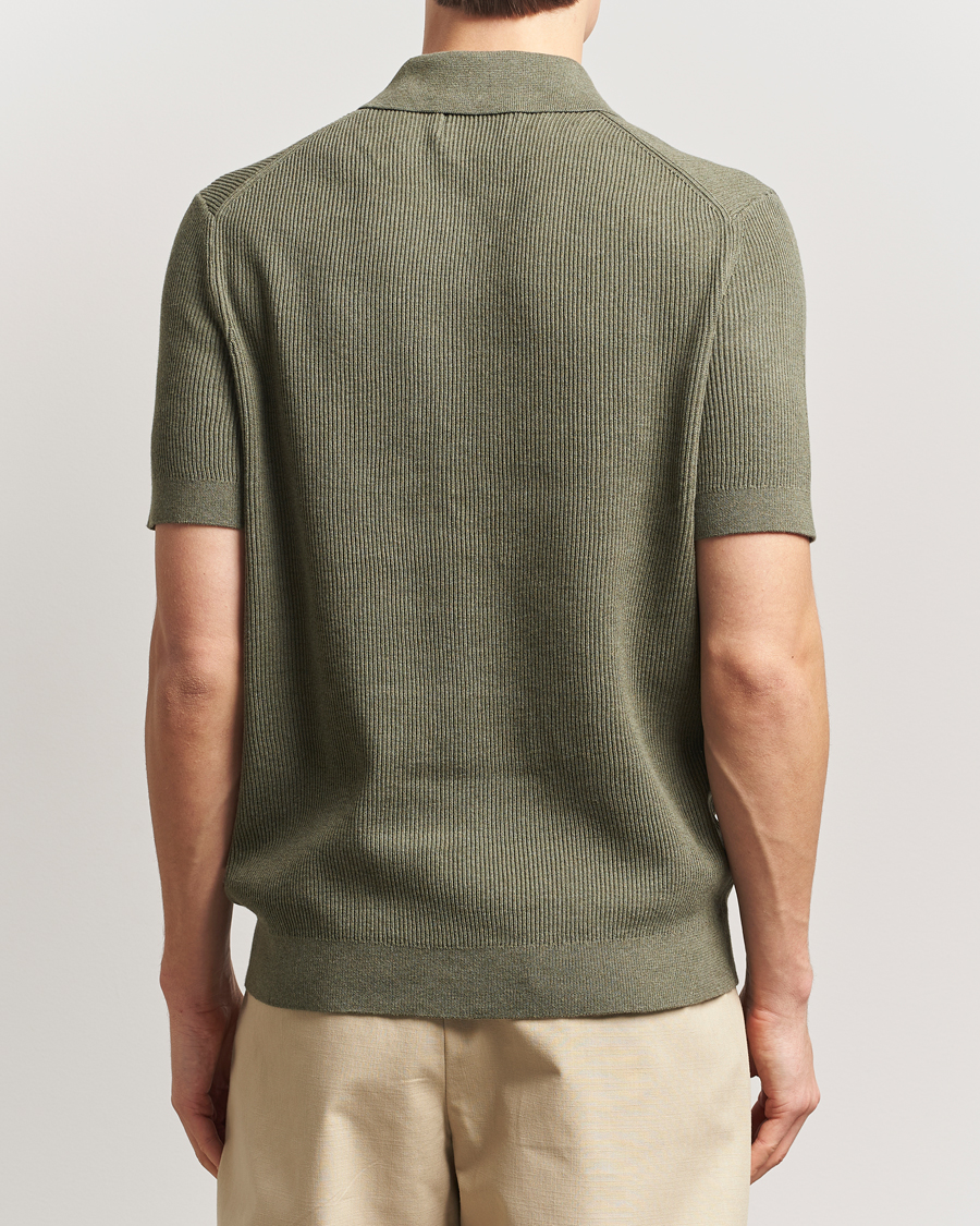 Homme | Polos | NN07 | Hansie Half Zip Knitted Polo Capers Green