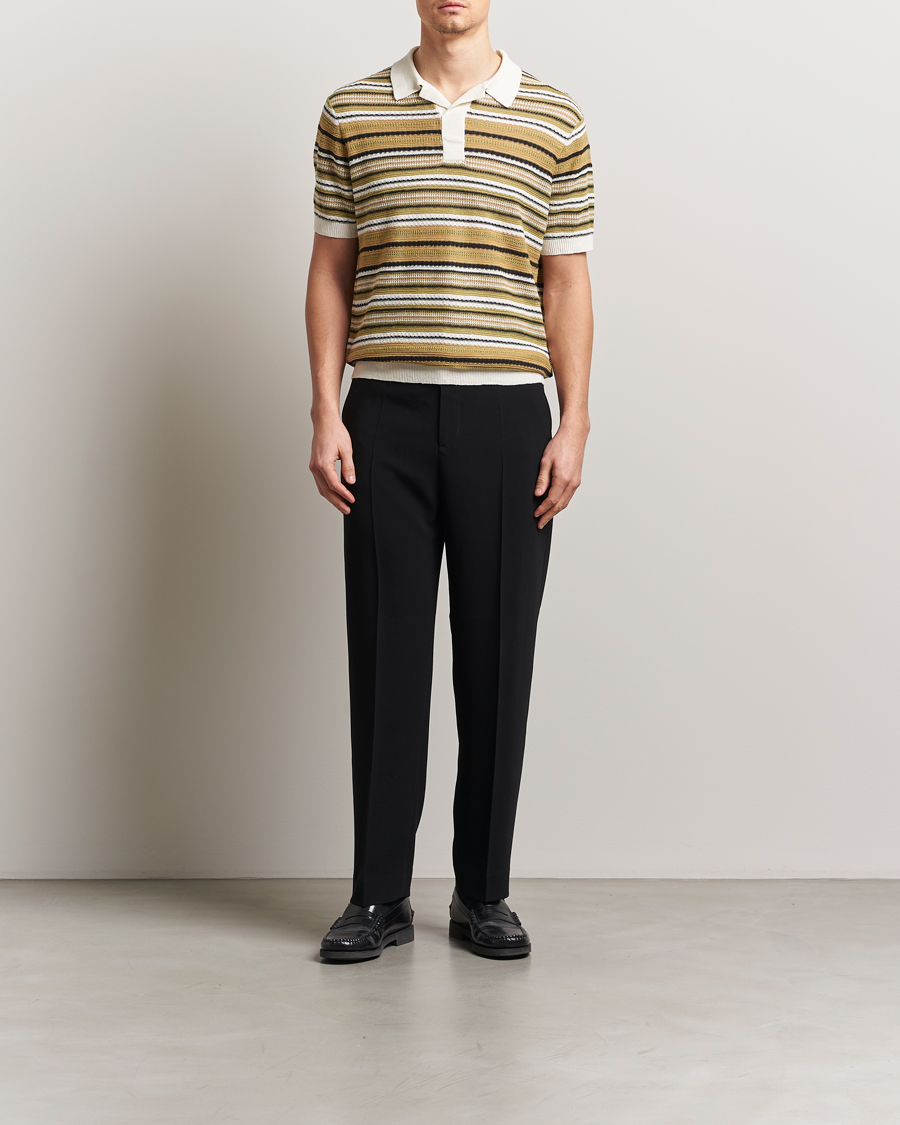 Homme | Polos | NN07 | Noam Striped Knitted Polo Evergreen