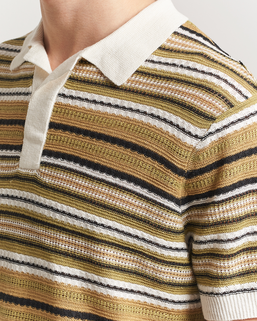 Homme | Polos | NN07 | Noam Striped Knitted Polo Evergreen