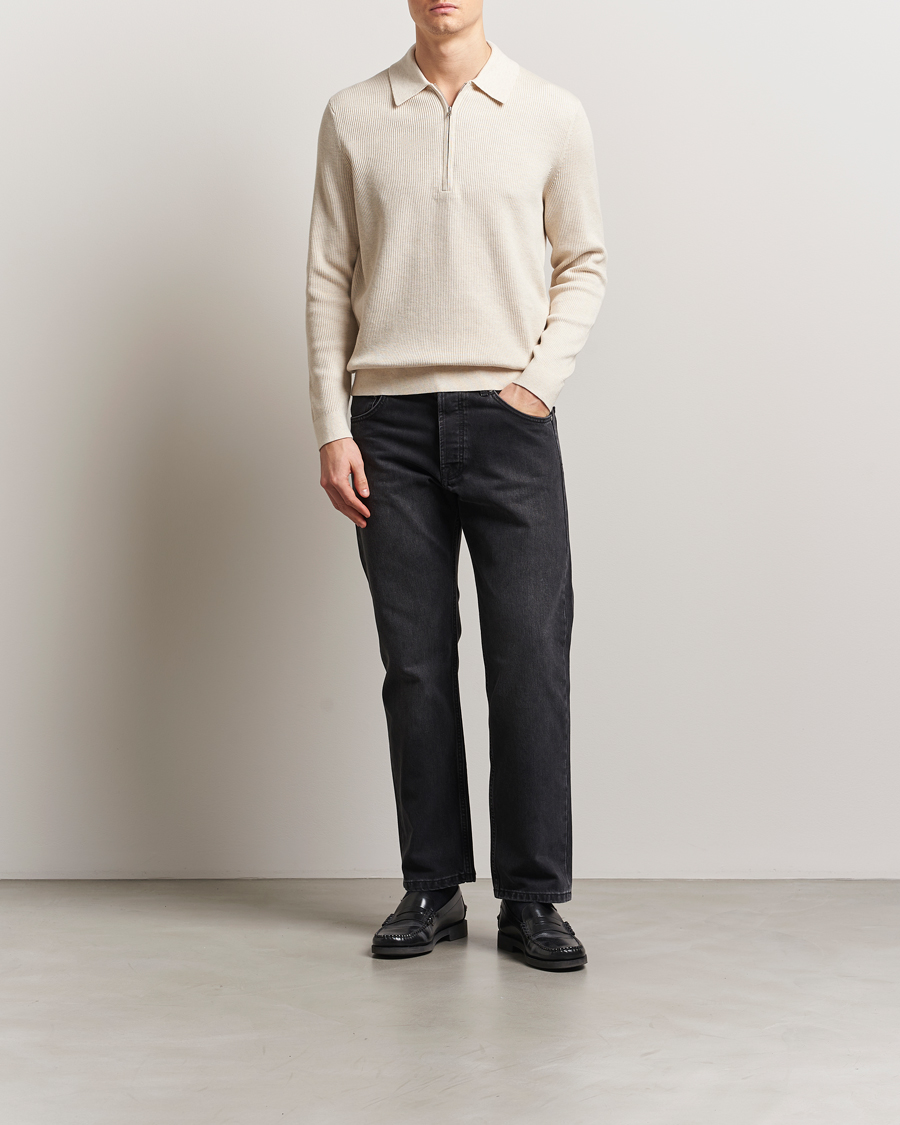 Homme | Pulls Et Tricots | NN07 | Hansie Ribbed Knitted Half Zip Ivory