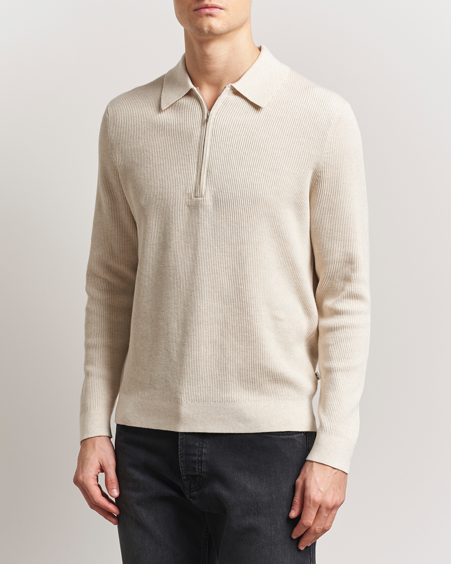 Homme | Pulls Et Tricots | NN07 | Hansie Ribbed Knitted Half Zip Ivory