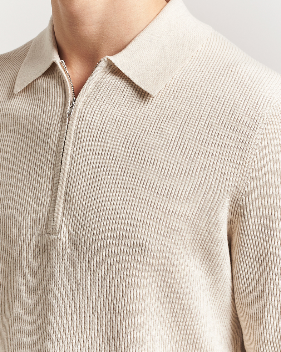 Homme | Pulls Et Tricots | NN07 | Hansie Ribbed Knitted Half Zip Ivory