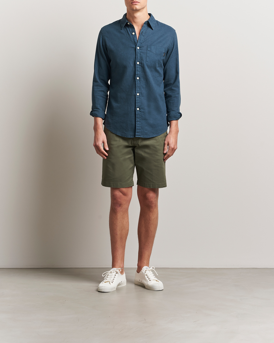 Homme | Shorts | Dockers | Slim Cotton/Linen Shorts Teal Leaf