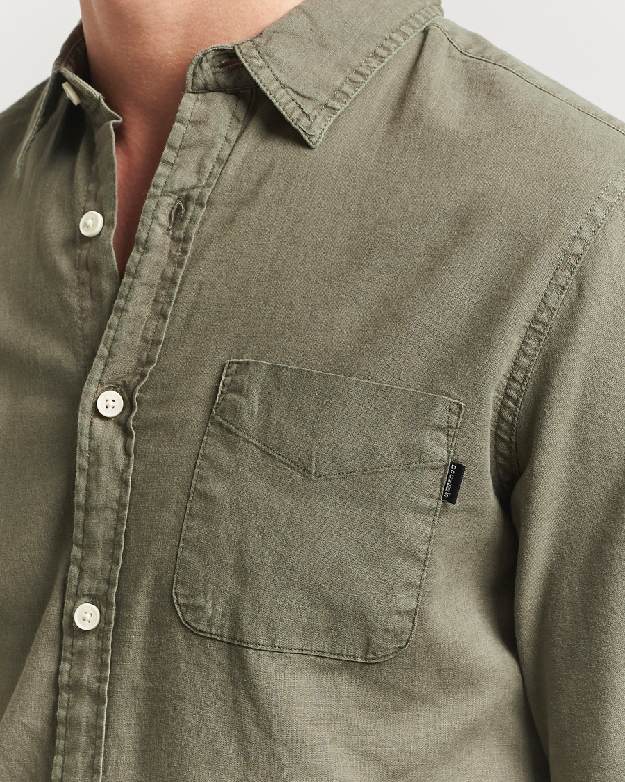 Homme | Chemises | Dockers | Slim Linen/Cotton Shirt Teal Leaf