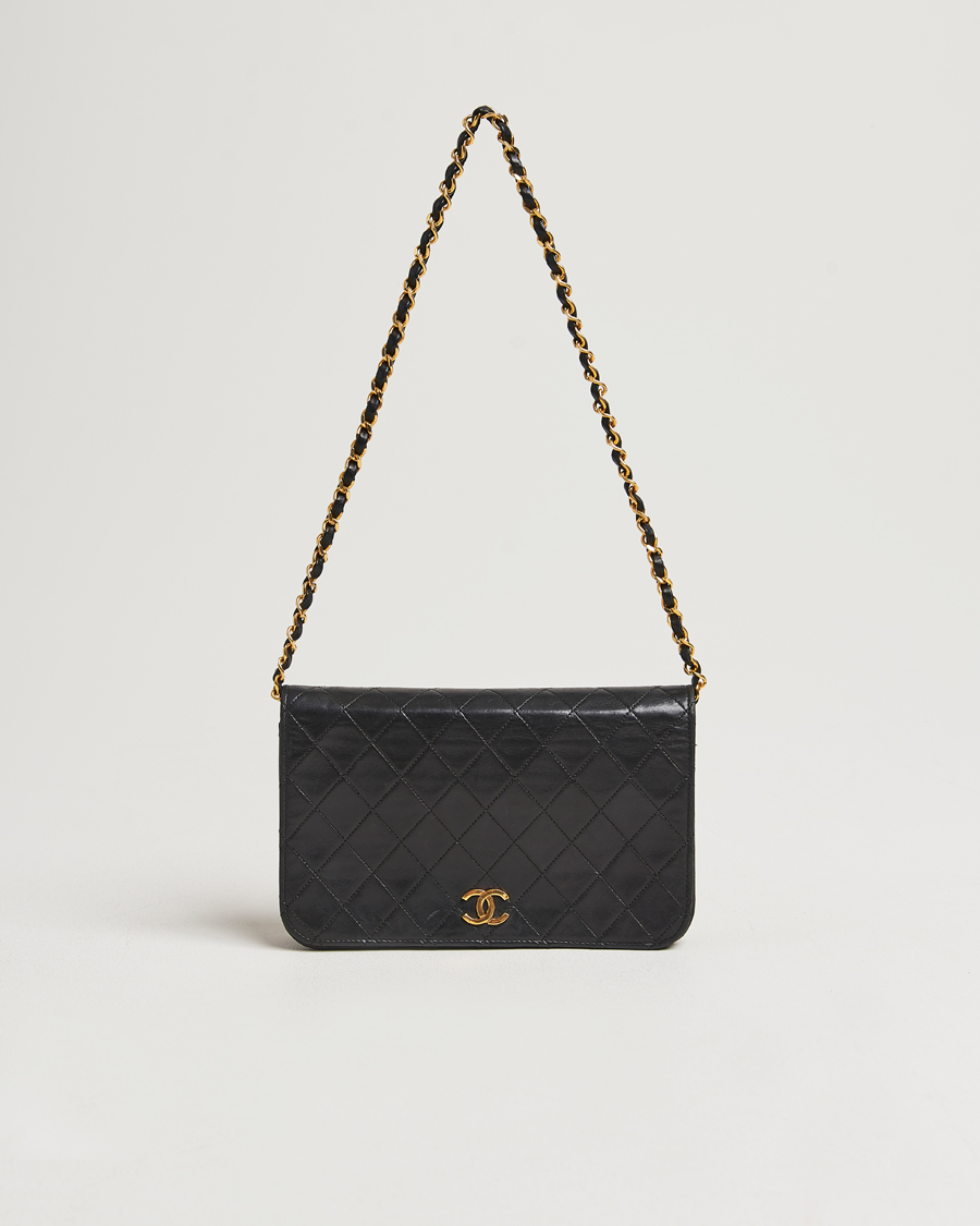 Homme | Chanel Pre-Owned Single Full Flap Chain Shoulder Bag Black | Chanel Pre-Owned | Single Full Flap Chain Shoulder Bag Black