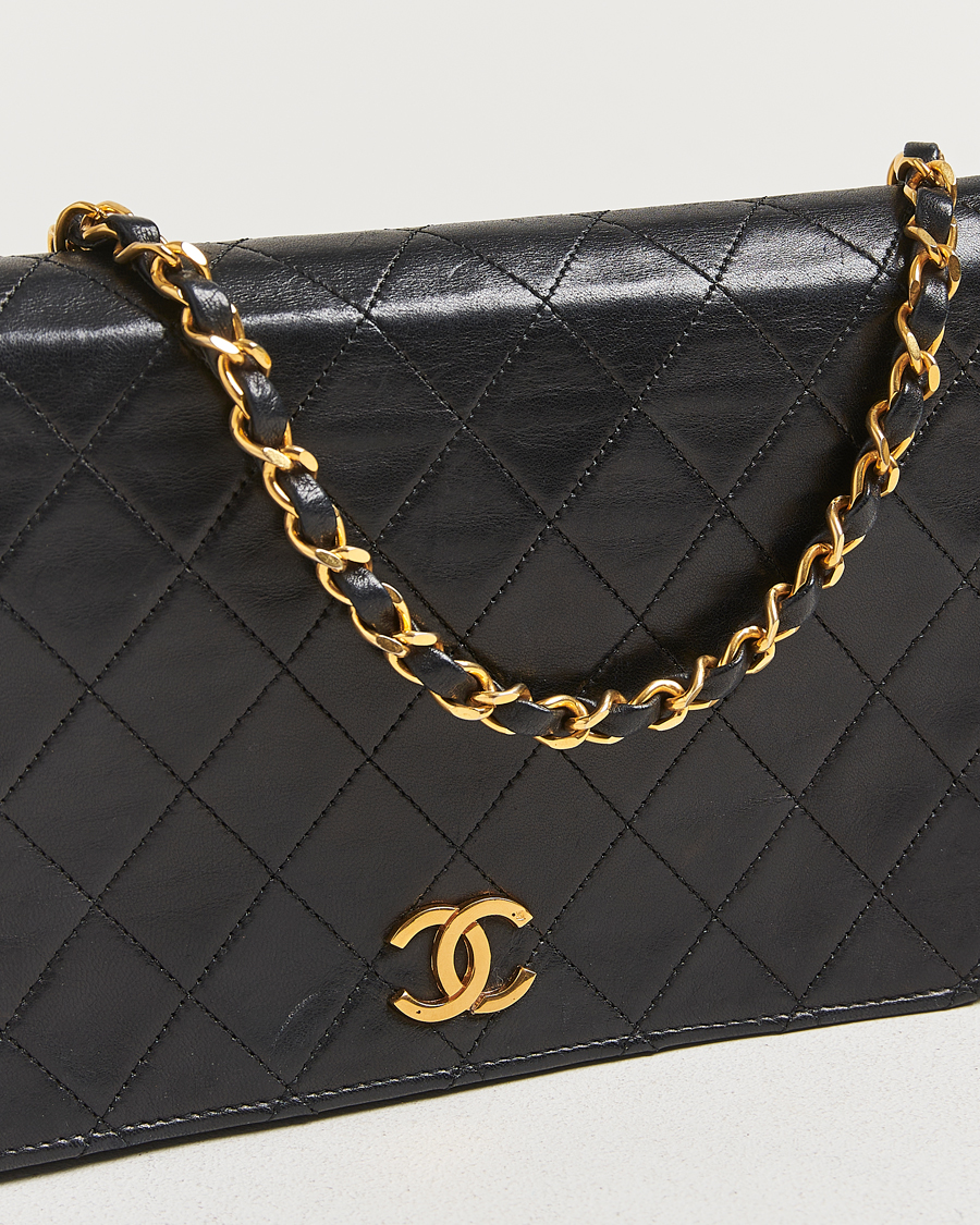 Homme | Chanel Pre-Owned Single Full Flap Chain Shoulder Bag Black | Chanel Pre-Owned | Single Full Flap Chain Shoulder Bag Black
