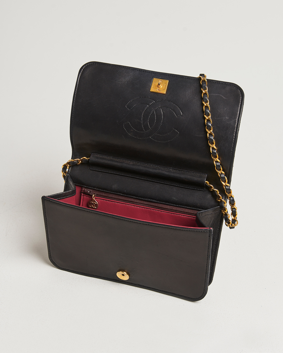 Homme | Chanel Pre-Owned Single Full Flap Chain Shoulder Bag Black | Chanel Pre-Owned | Single Full Flap Chain Shoulder Bag Black