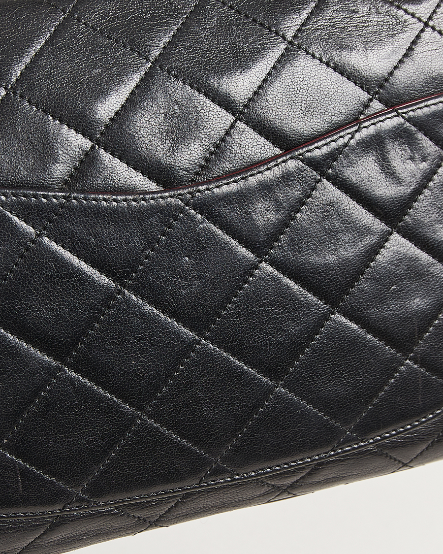 Homme | Chanel Pre-Owned Matelassé Medium Double Flap Bag Black | Chanel Pre-Owned | Matelassé Medium Double Flap Bag Black