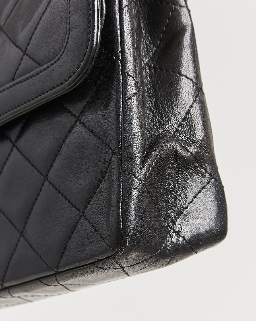 Homme | Chanel Pre-Owned Matelassé Medium Double Flap Bag Black | Chanel Pre-Owned | Matelassé Medium Double Flap Bag Black