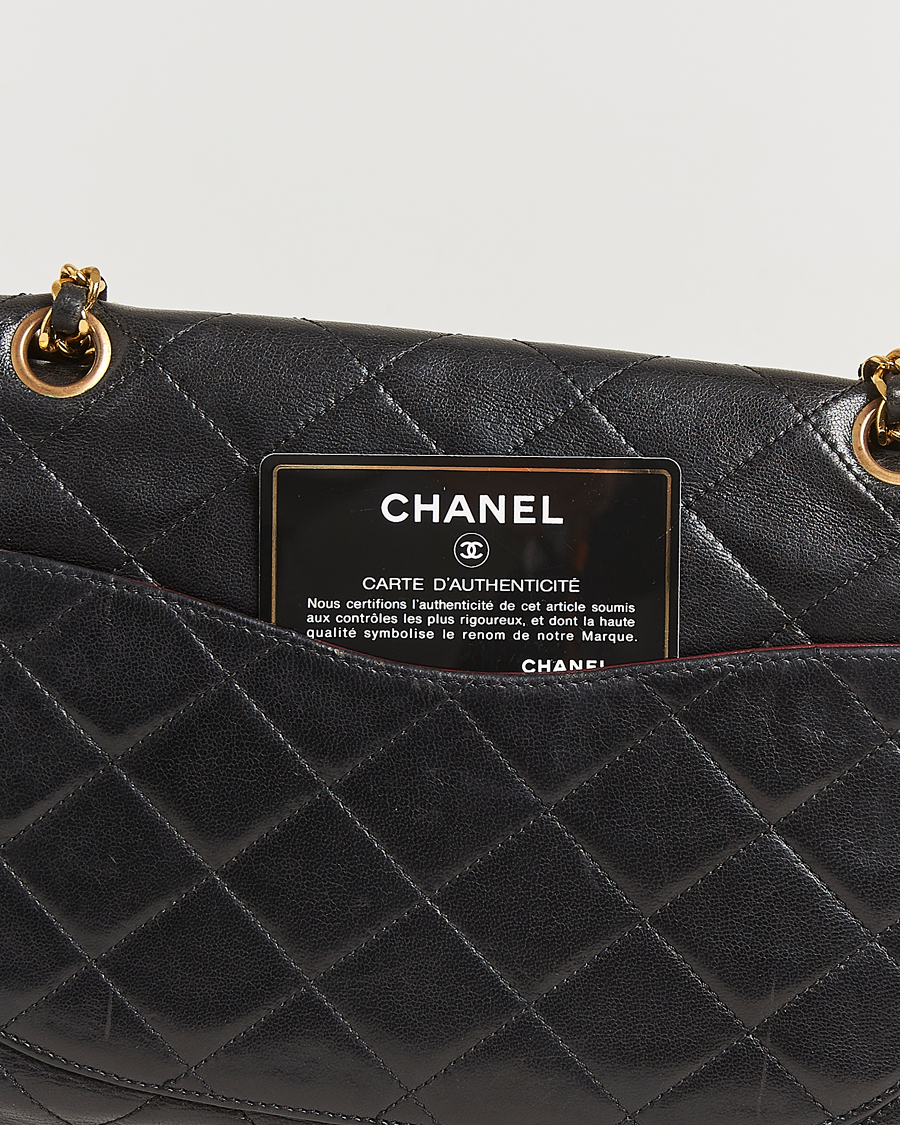 Homme | Chanel Pre-Owned Matelassé Medium Double Flap Bag Black | Chanel Pre-Owned | Matelassé Medium Double Flap Bag Black