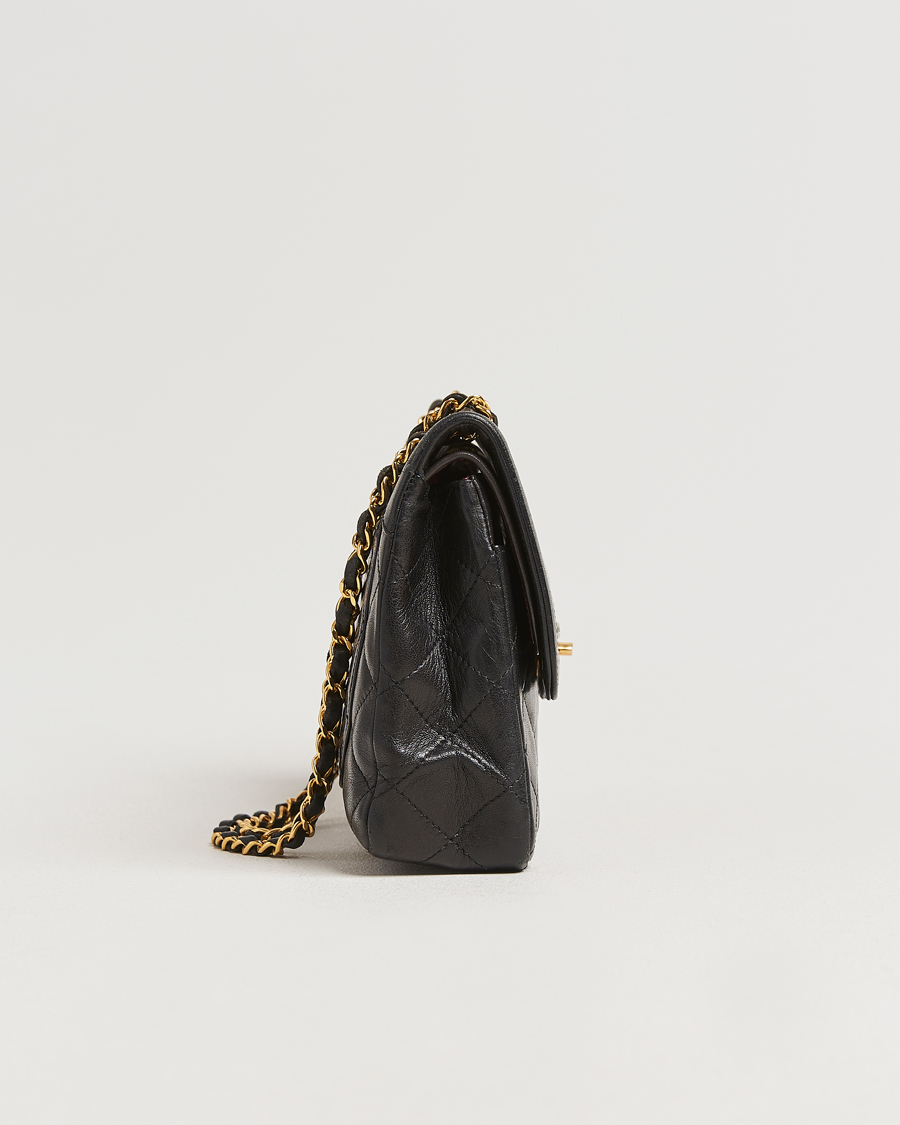 Homme | Chanel Pre-Owned Matelassé Medium Double Flap Bag Black | Chanel Pre-Owned | Matelassé Medium Double Flap Bag Black