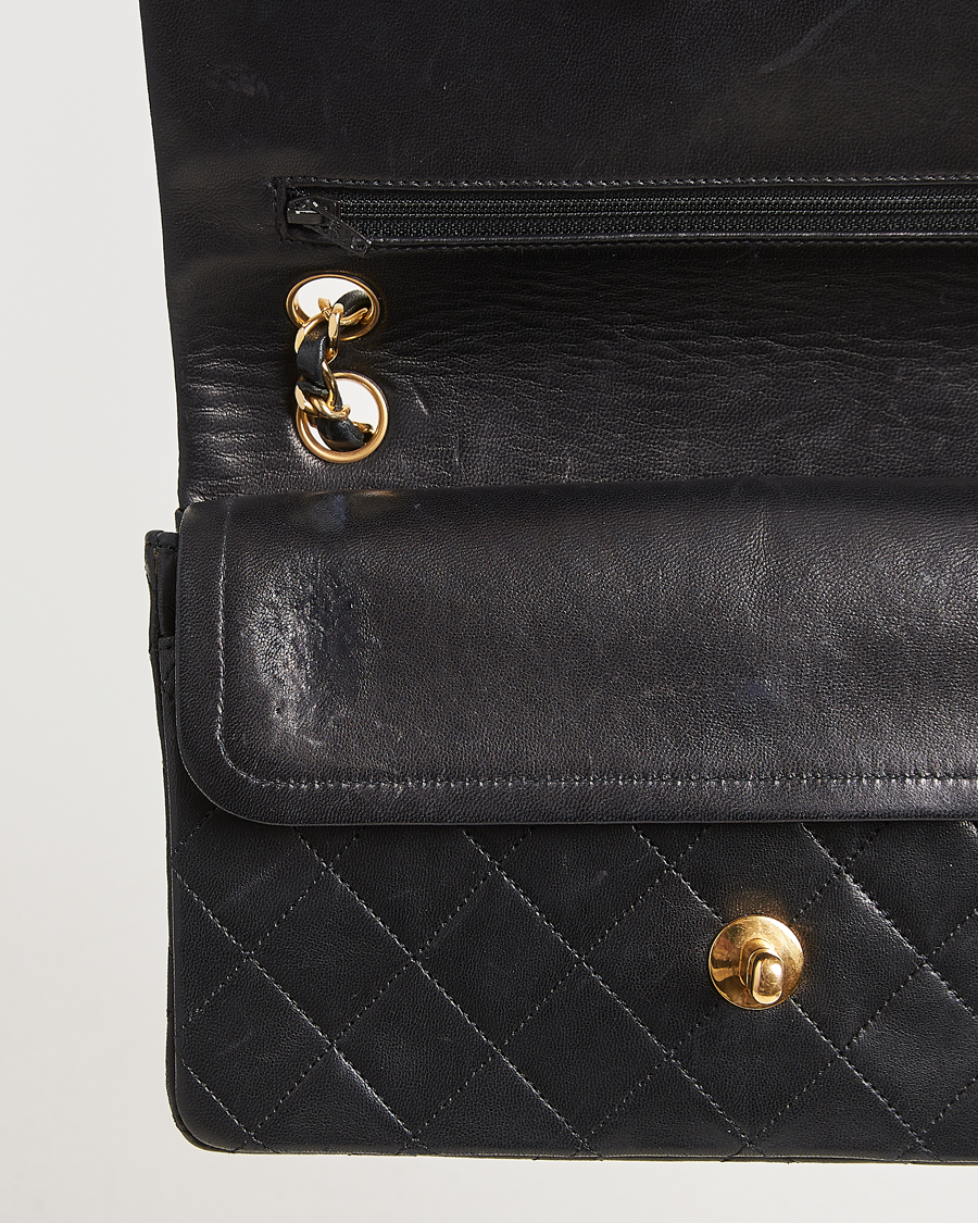 Homme | Chanel Pre-Owned Matelassé Small Double Flap Bag Black Lambskin | Chanel Pre-Owned | Matelassé Small Double Flap Bag Black Lambskin