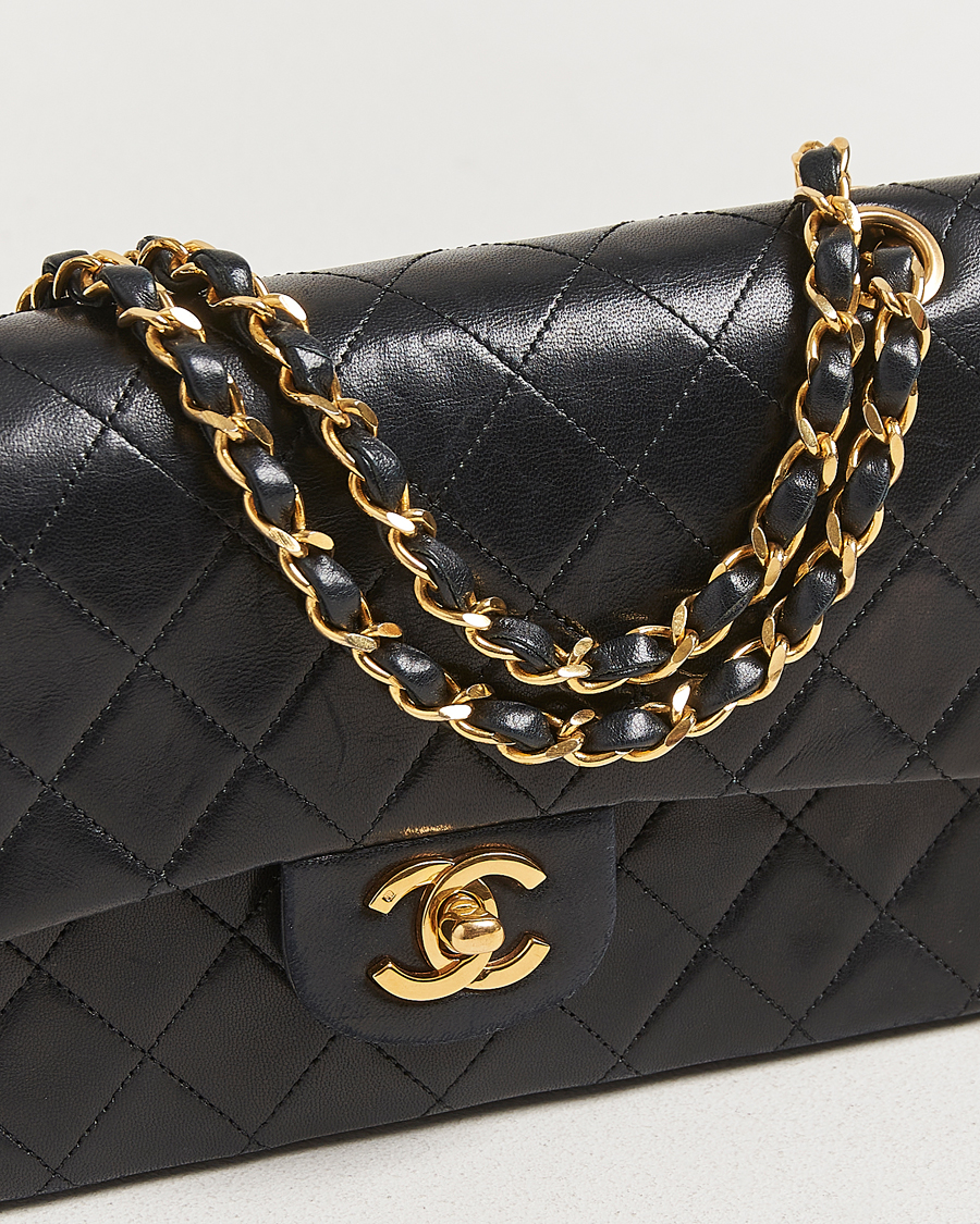 Homme | Chanel Pre-Owned Matelassé Small Double Flap Bag Black Lambskin | Chanel Pre-Owned | Matelassé Small Double Flap Bag Black Lambskin