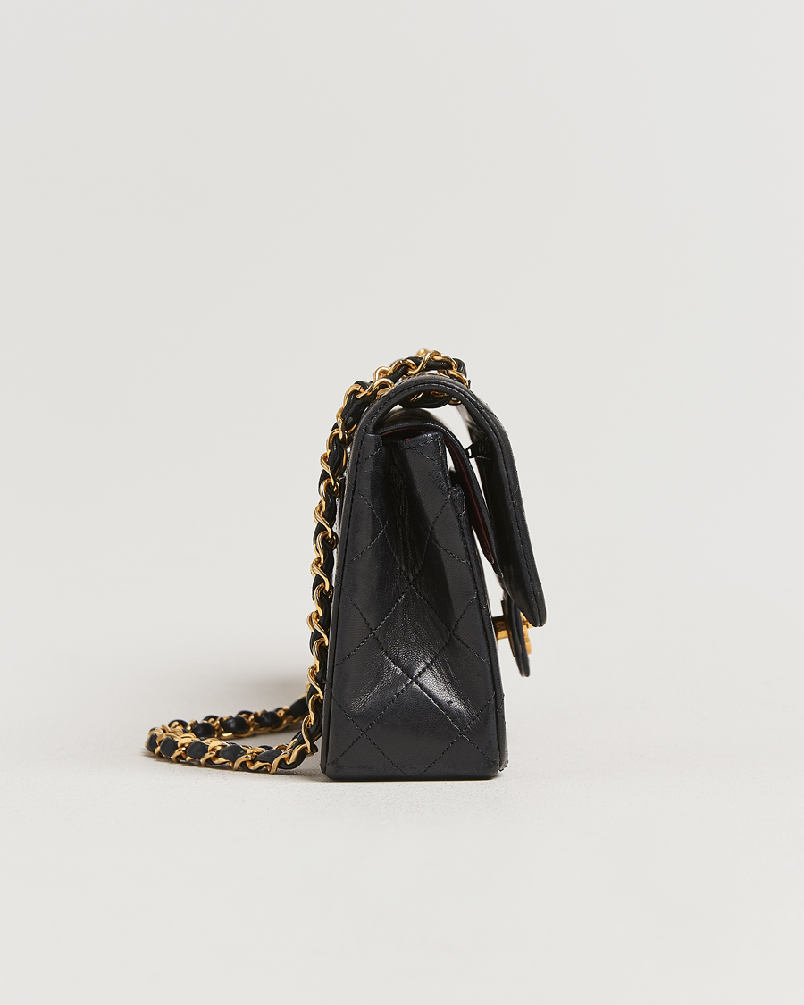 Homme | Chanel Pre-Owned Matelassé Small Double Flap Bag Black Lambskin | Chanel Pre-Owned | Matelassé Small Double Flap Bag Black Lambskin