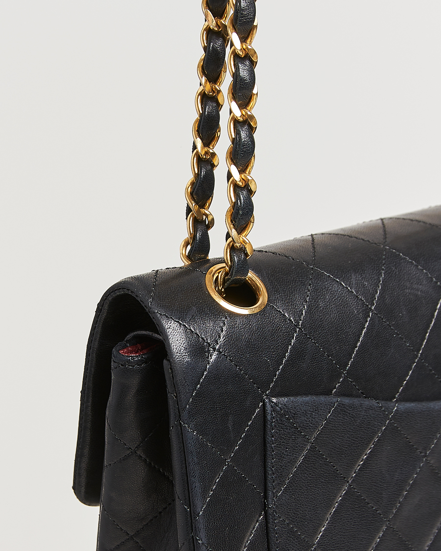 Homme | Chanel Pre-Owned Matelassé Small Double Flap Bag Black Lambskin | Chanel Pre-Owned | Matelassé Small Double Flap Bag Black Lambskin