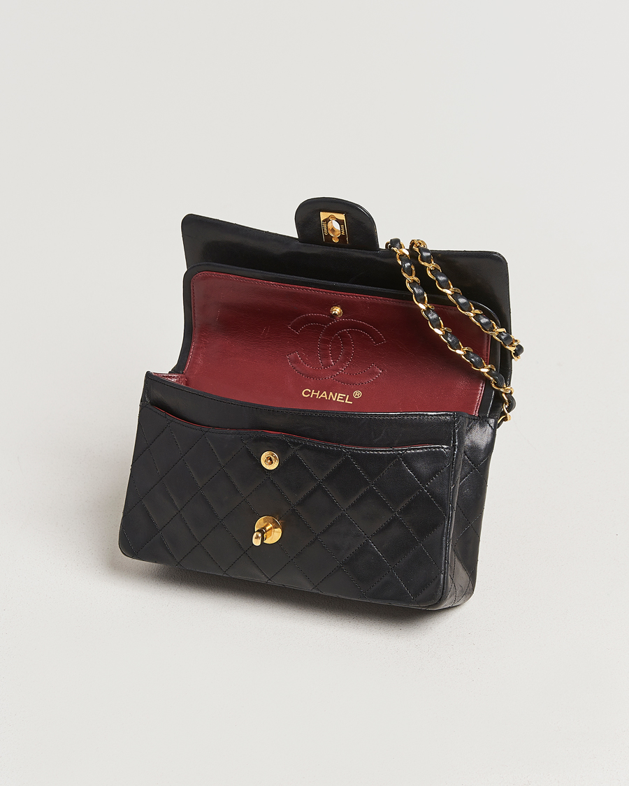 Homme | Chanel Pre-Owned Matelassé Small Double Flap Bag Black Lambskin | Chanel Pre-Owned | Matelassé Small Double Flap Bag Black Lambskin