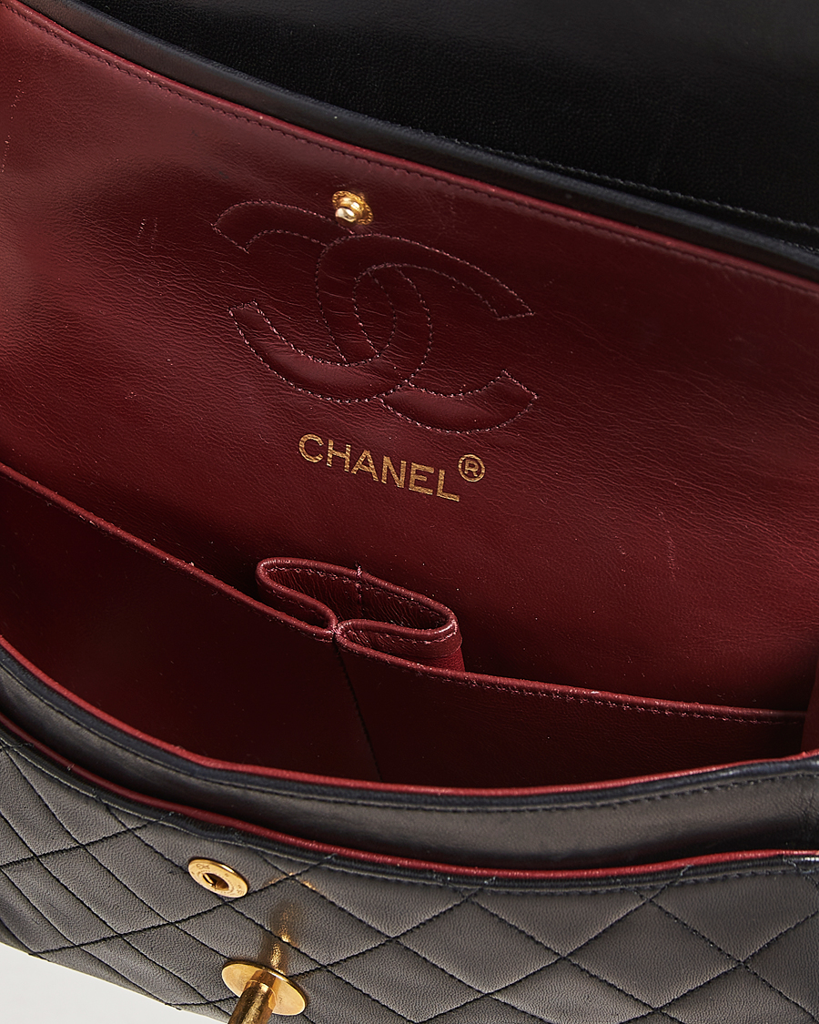 Homme | Chanel Pre-Owned Matelassé Small Double Flap Bag Black Lambskin | Chanel Pre-Owned | Matelassé Small Double Flap Bag Black Lambskin