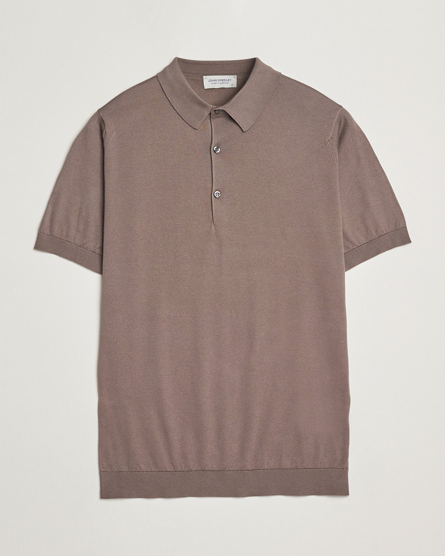Homme | Polos | John Smedley | Adrian Slim Fit Sea Island Polo Beige Musk