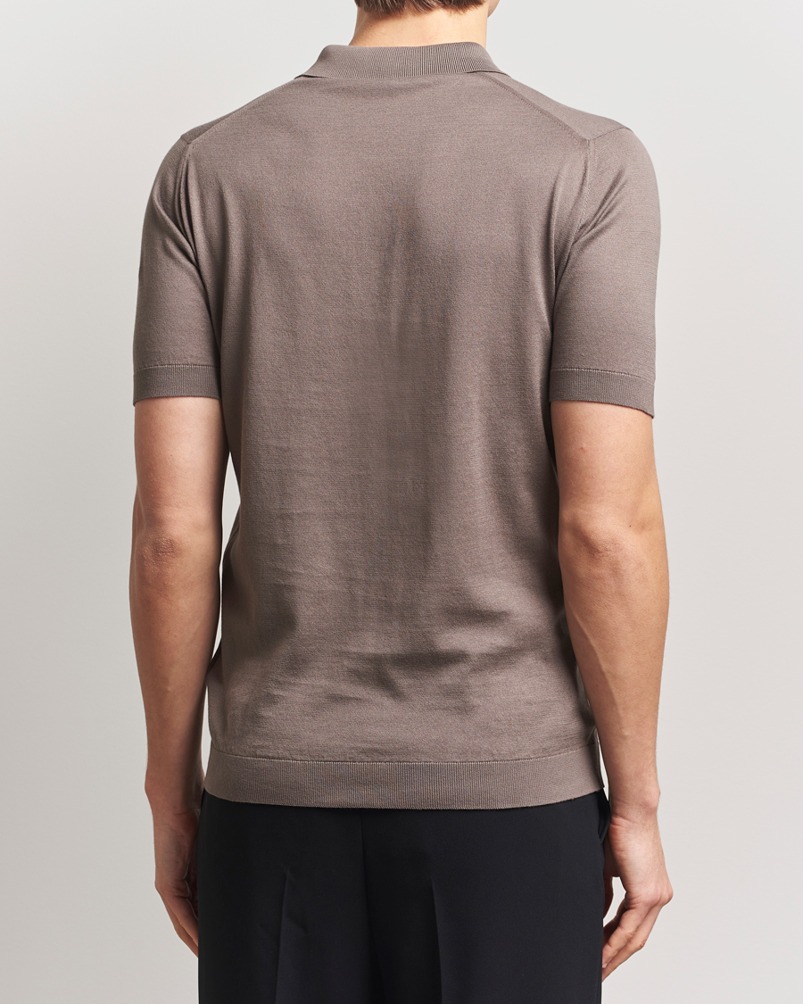 Homme | Polos | John Smedley | Adrian Slim Fit Sea Island Polo Beige Musk