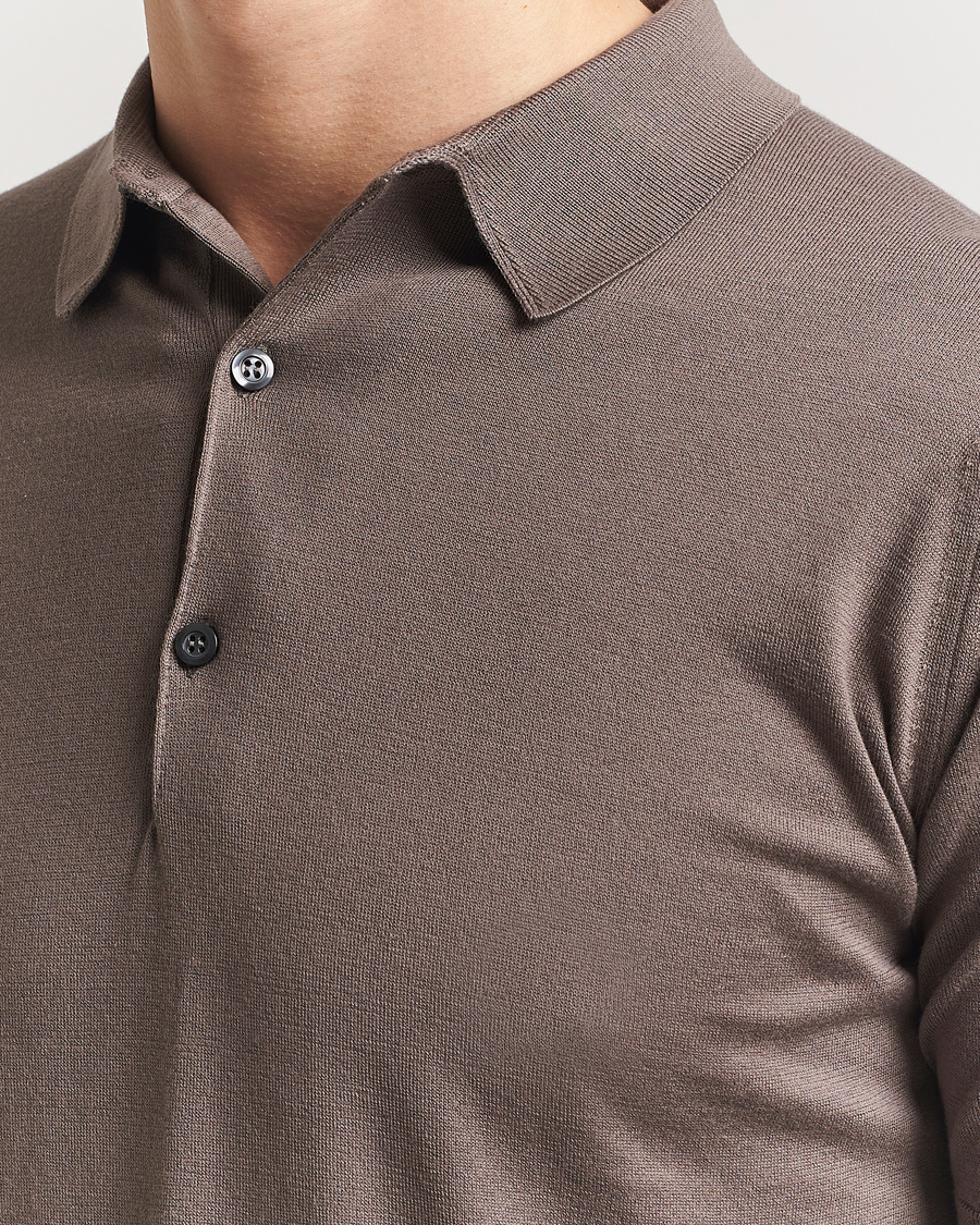 Homme | Polos | John Smedley | Adrian Slim Fit Sea Island Polo Beige Musk