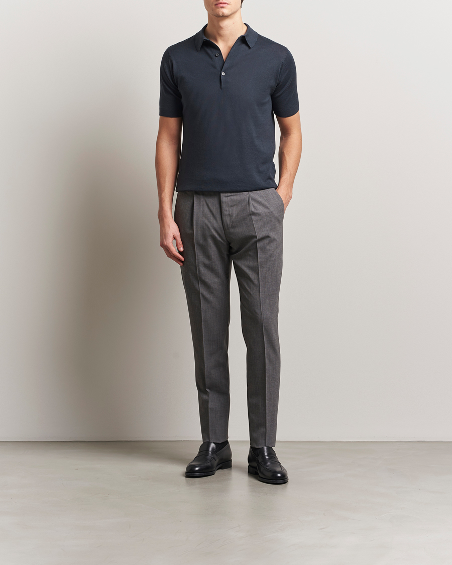 Homme | Polos | John Smedley | Adrian Slim Fit Sea Island Polo Flint