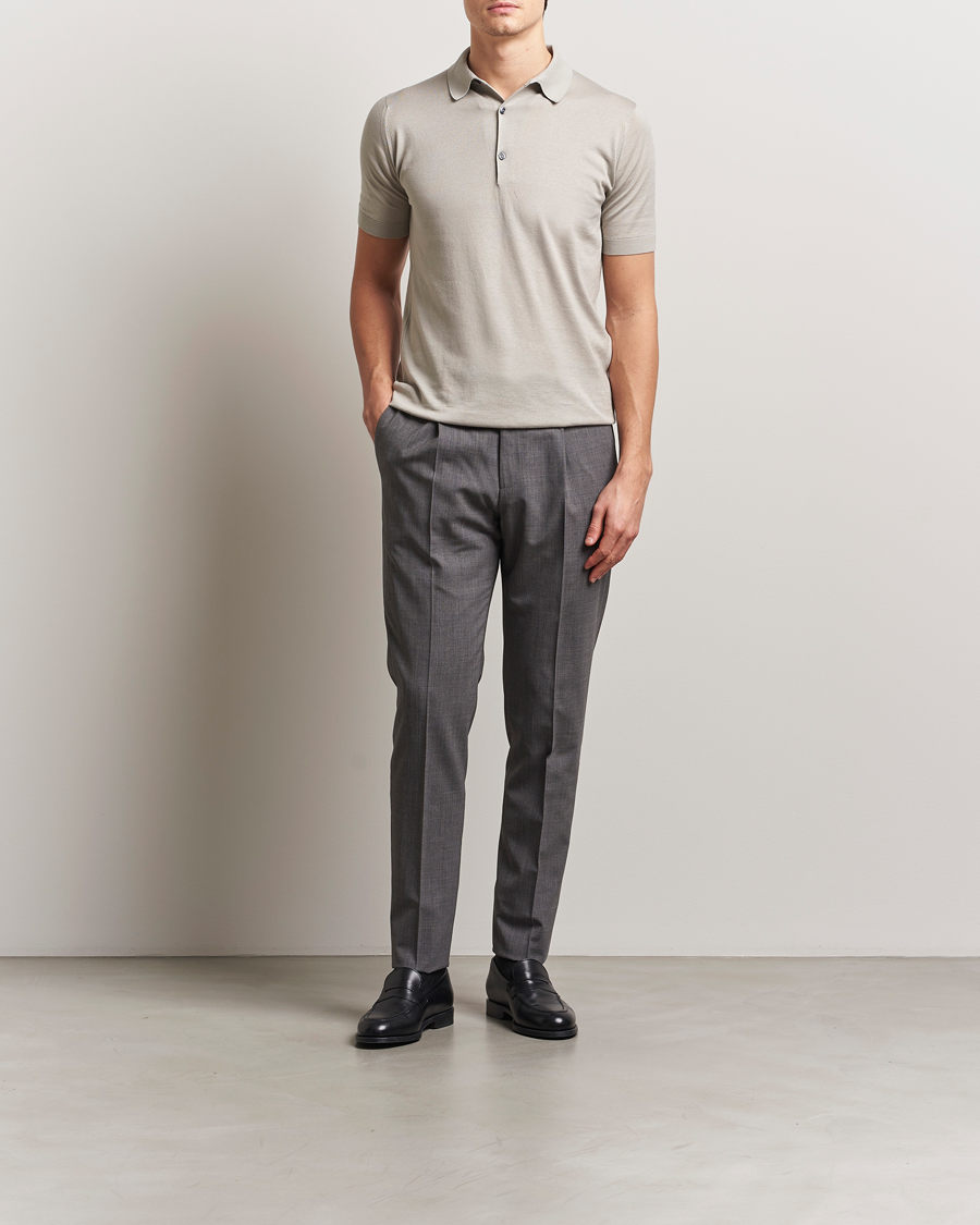 Homme | Polos | John Smedley | Adrian Slim Fit Sea Island Polo Parchment