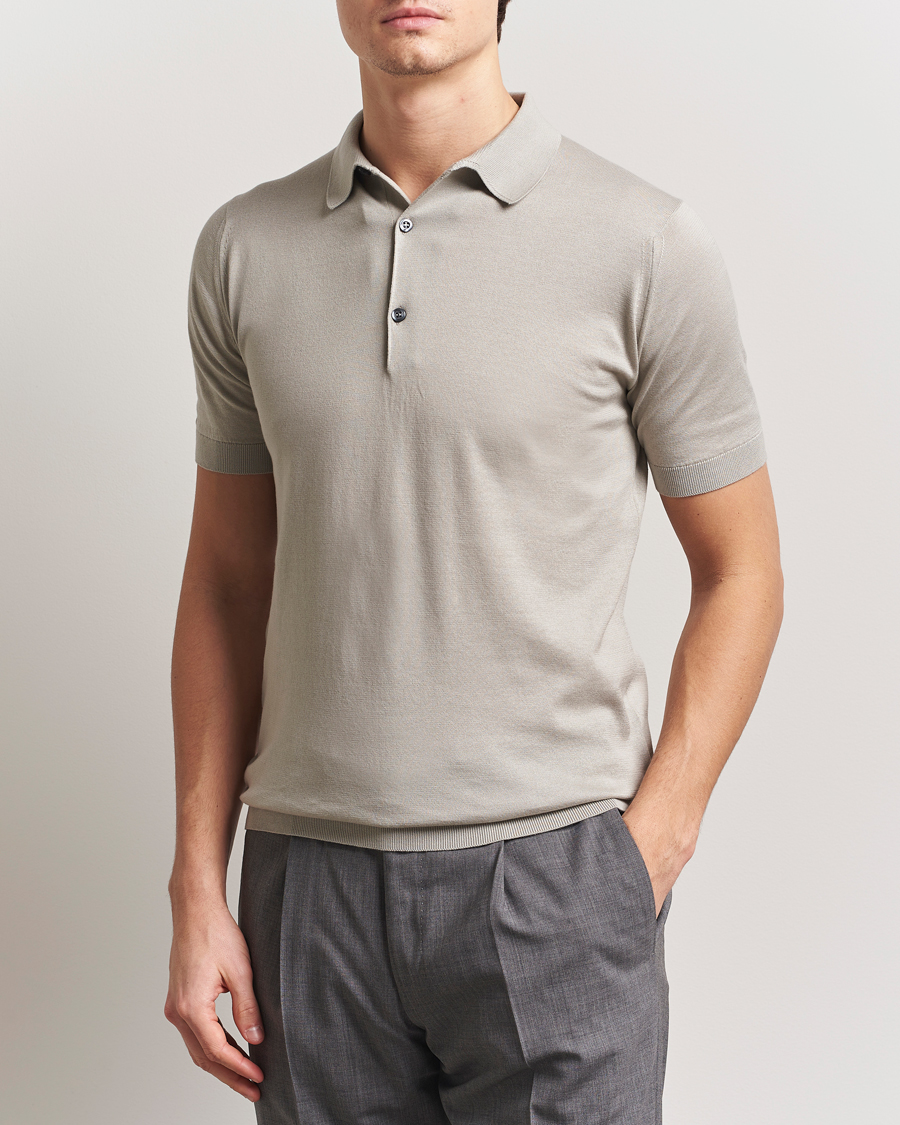 Homme | Polos | John Smedley | Adrian Slim Fit Sea Island Polo Parchment